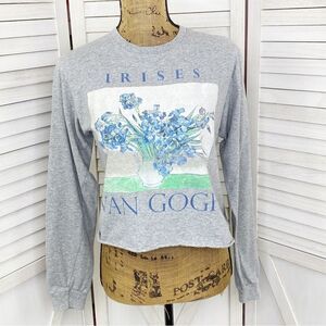 Mad Engine Vangogh Irises Print Crop T Shirt‎ Gray Juniors Small